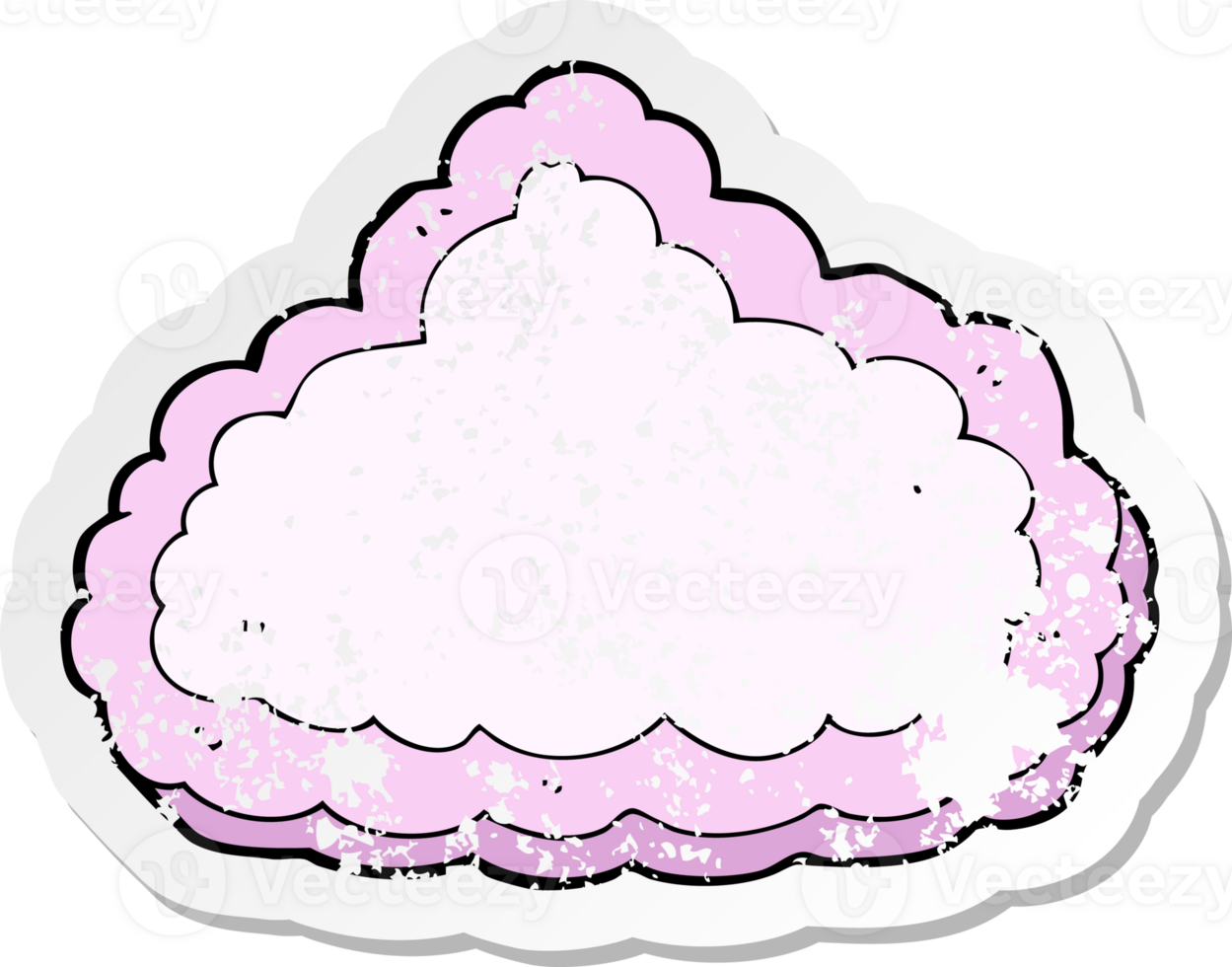 retro distressed sticker of a cartoon decorative cloud drawing png