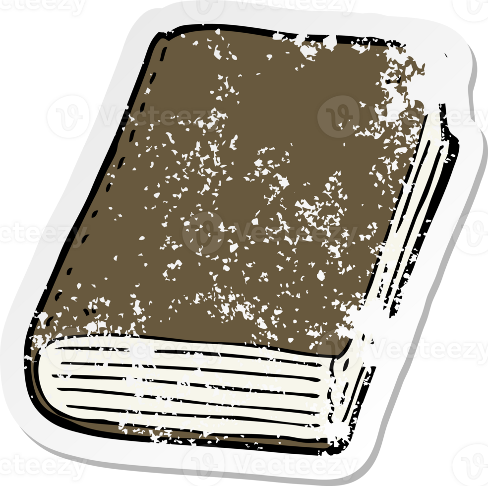 retro distressed sticker of a cartoon book drawing png