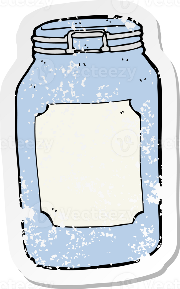 retro distressed sticker of a cartoon jar drawing png
