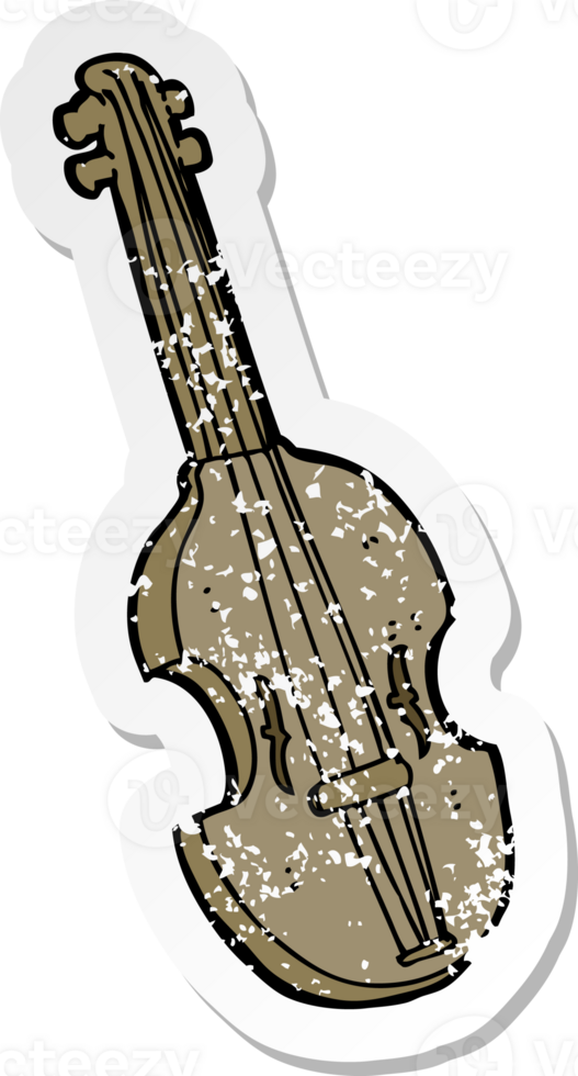 retro distressed sticker of a cartoon violin drawing png