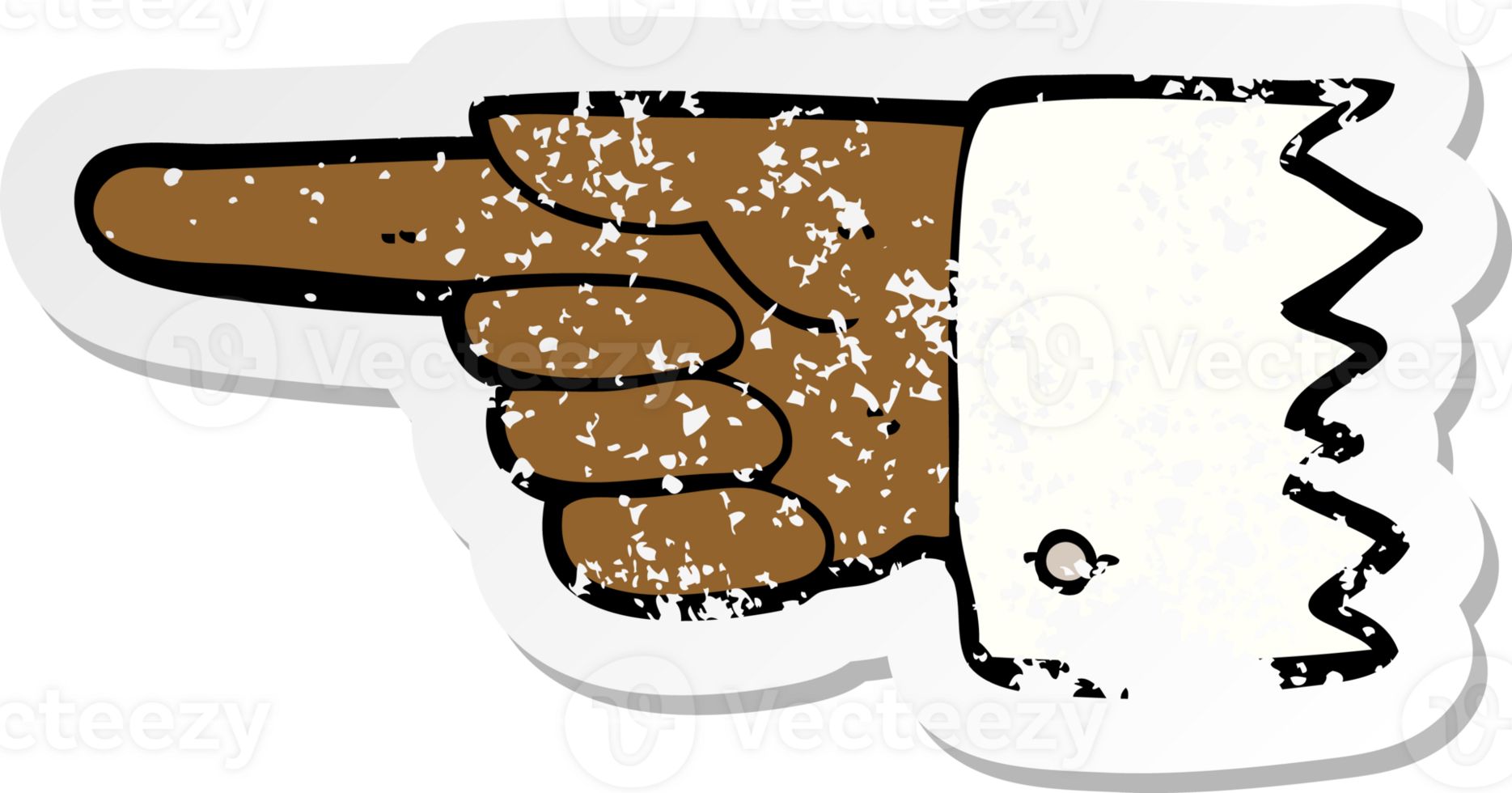 retro distressed sticker of a cartoon pointing hand symbol drawing png