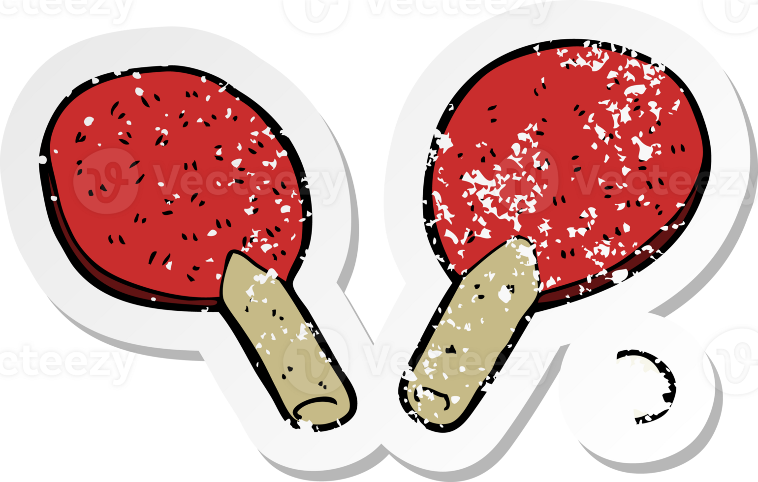 retro distressed sticker of a cartoon table tennis bats drawing png