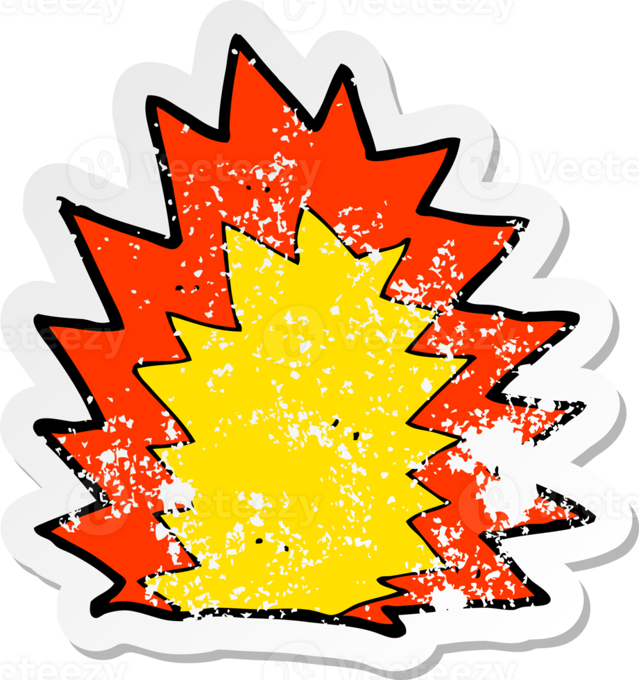 retro distressed sticker of a cartoon explosion drawing png