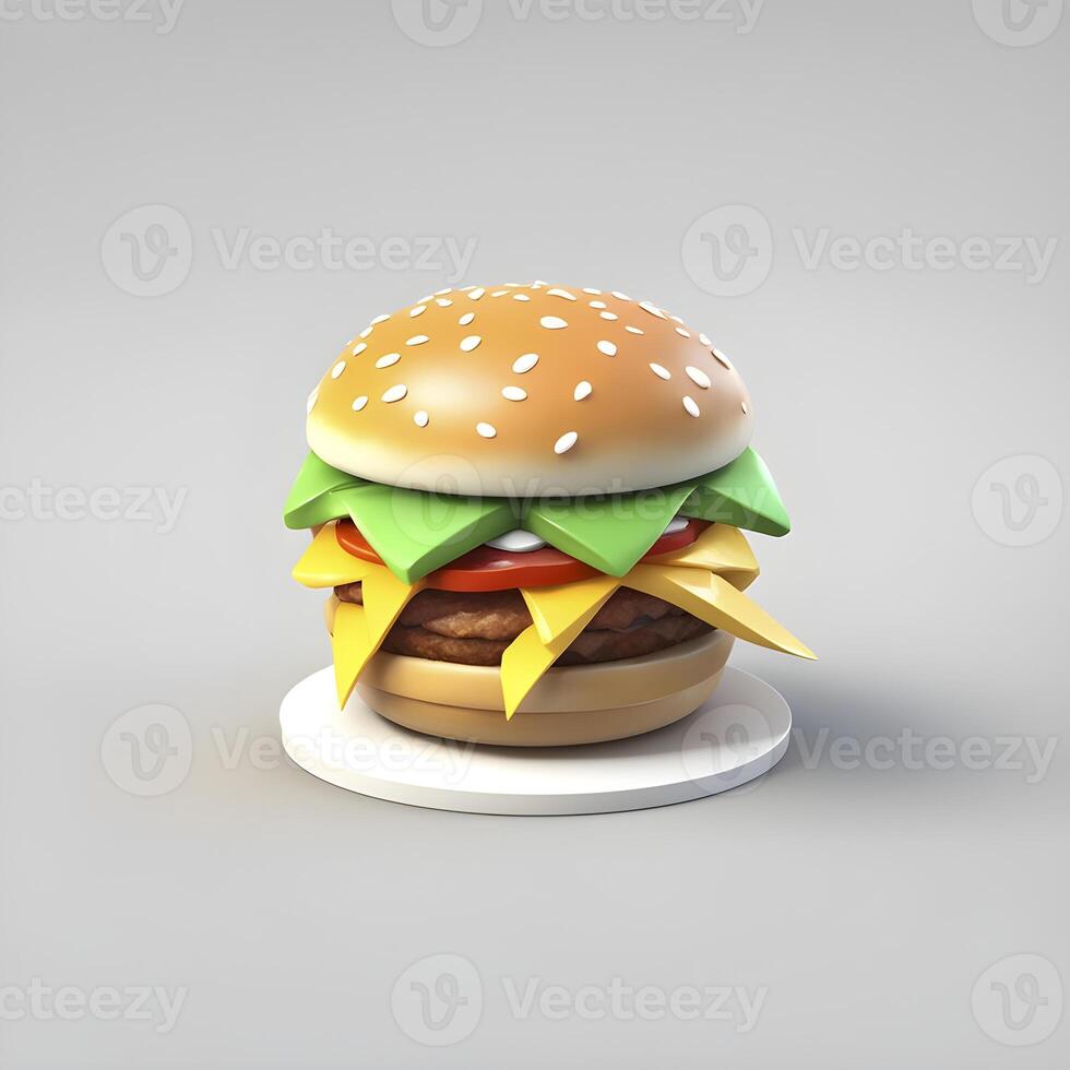 3d Render Burger object illustration photo
