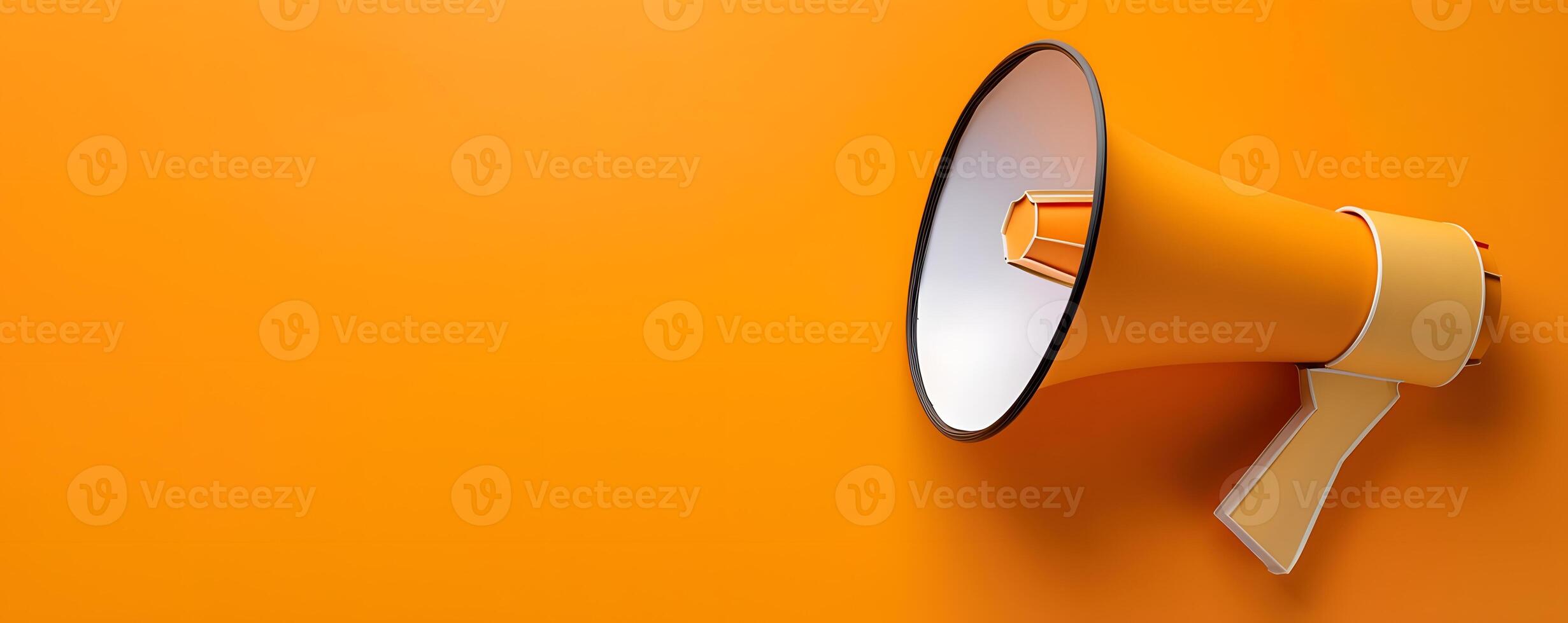 Craft Paper Megaphone on Orange Background for Web Banner photo