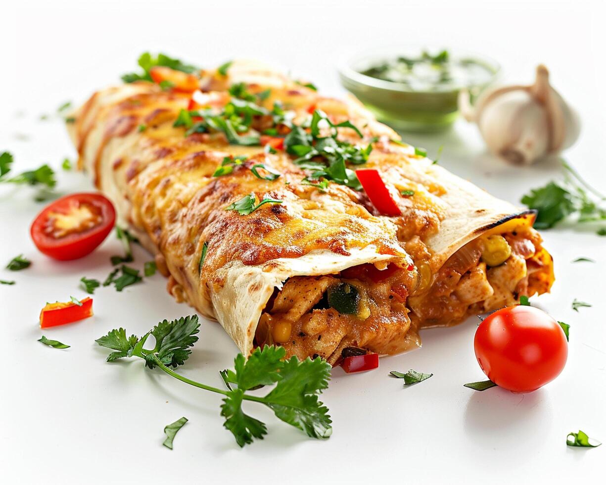 Large Enchilada with Vegetables and Tomatoes photo