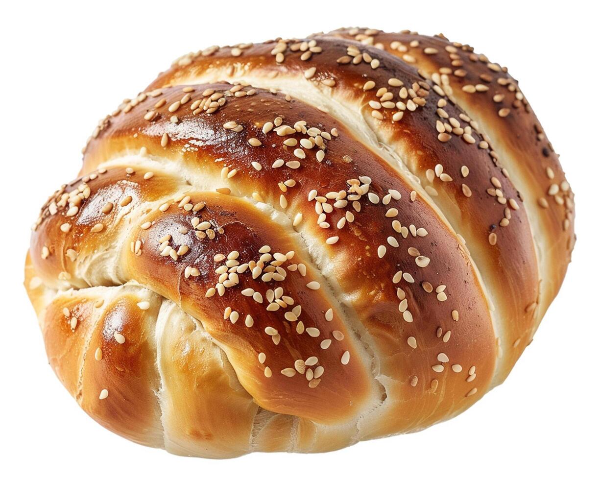 a large loaf of bread with sesame seeds photo