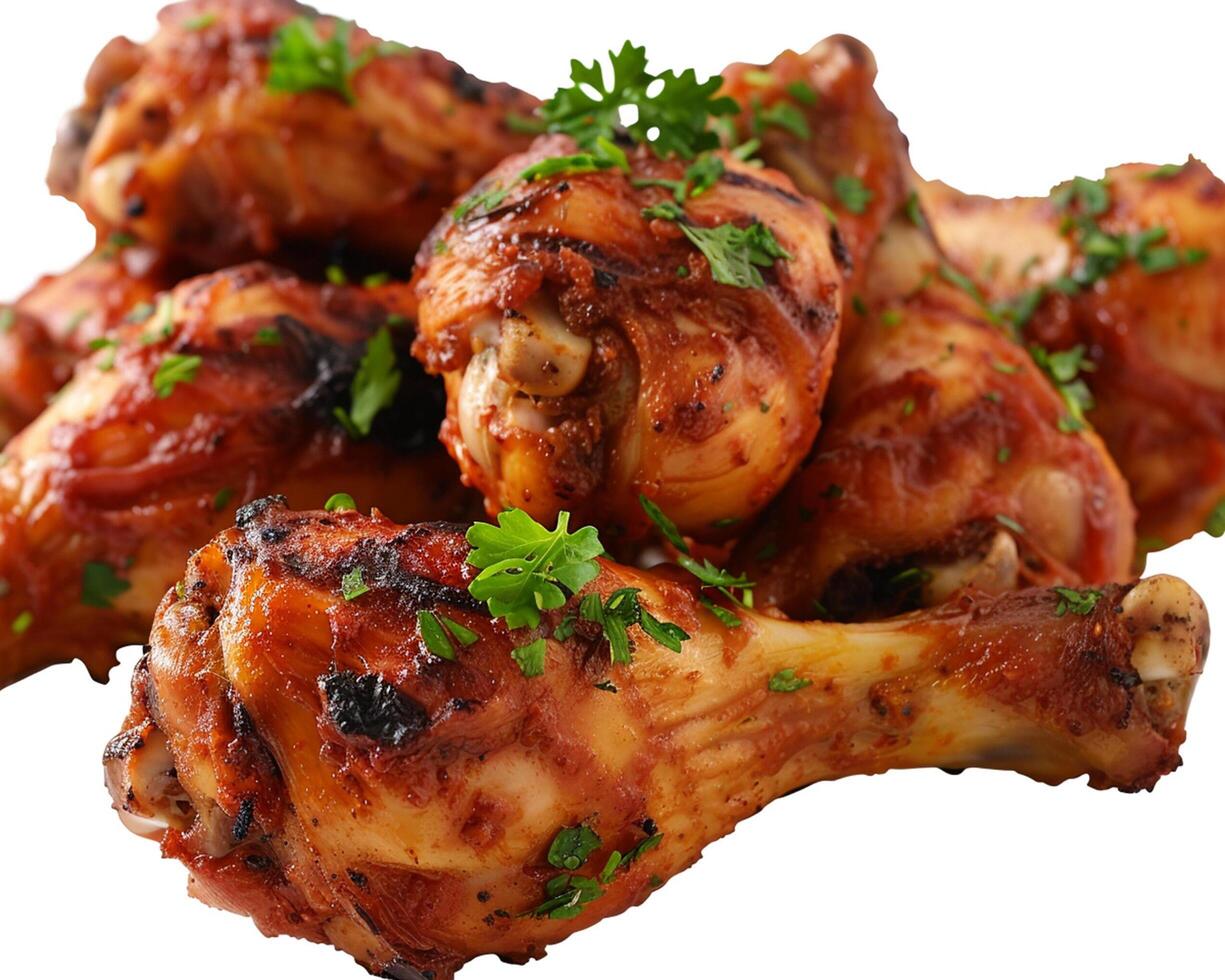 chicken wings with parsley on a white background photo