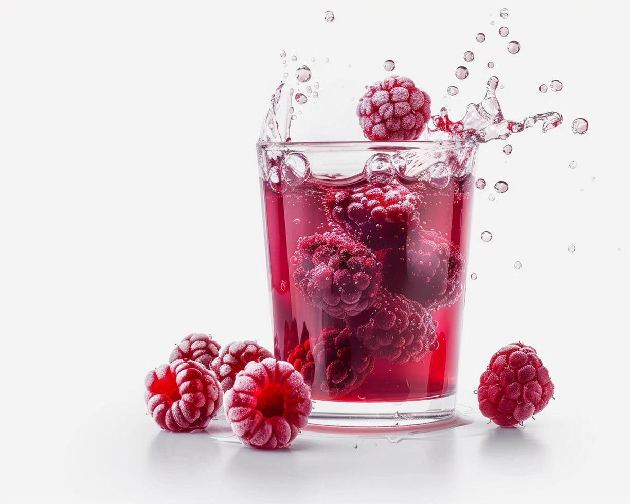raspberry juice splash photo