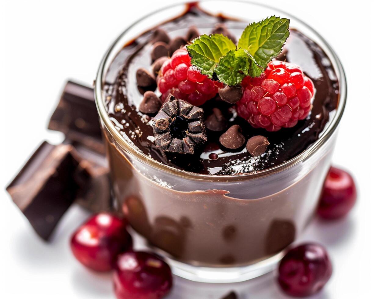 Chocolate Pudding with Berries and Chocolate photo