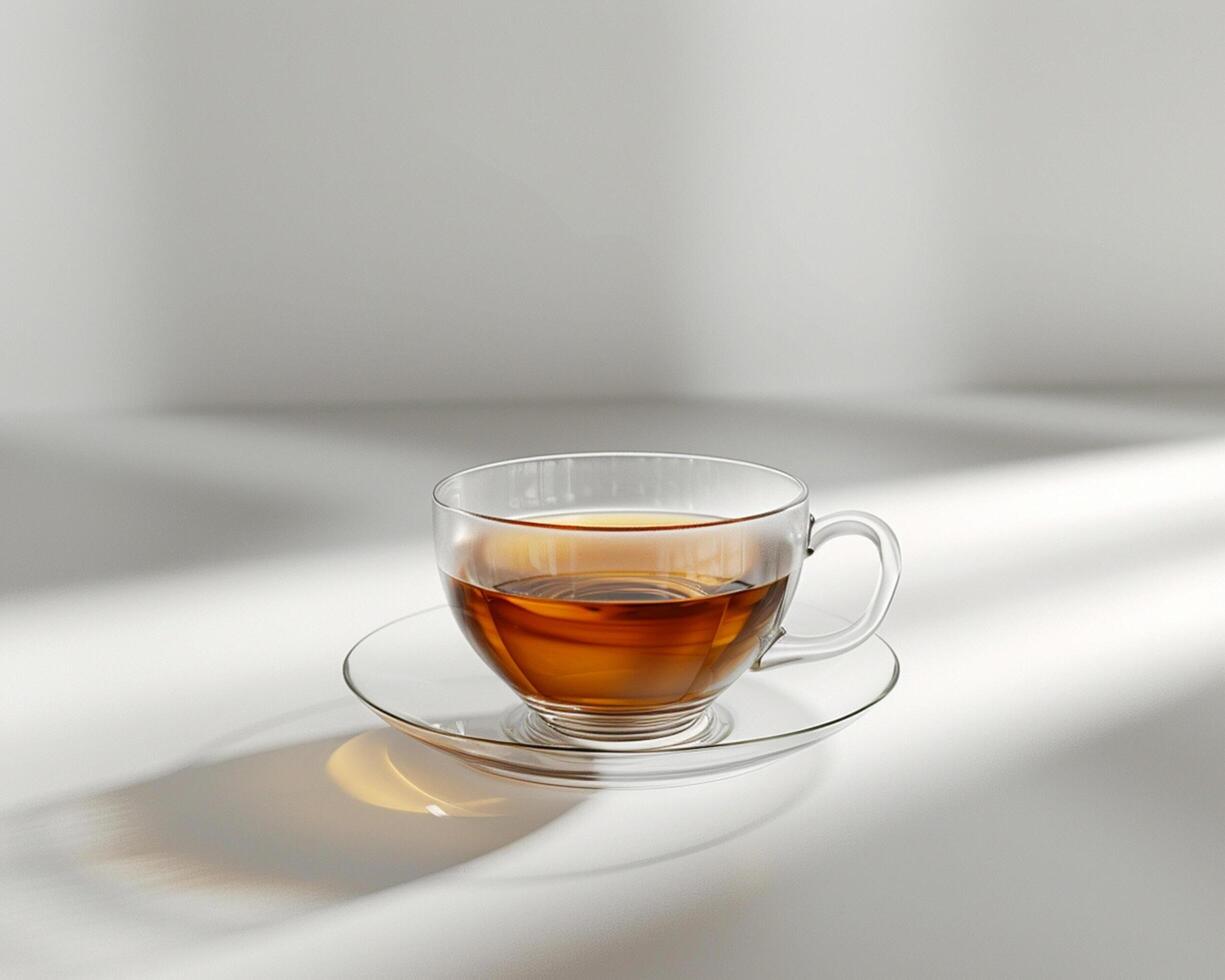 A Cup of Tea on a Table in Front of a Window photo