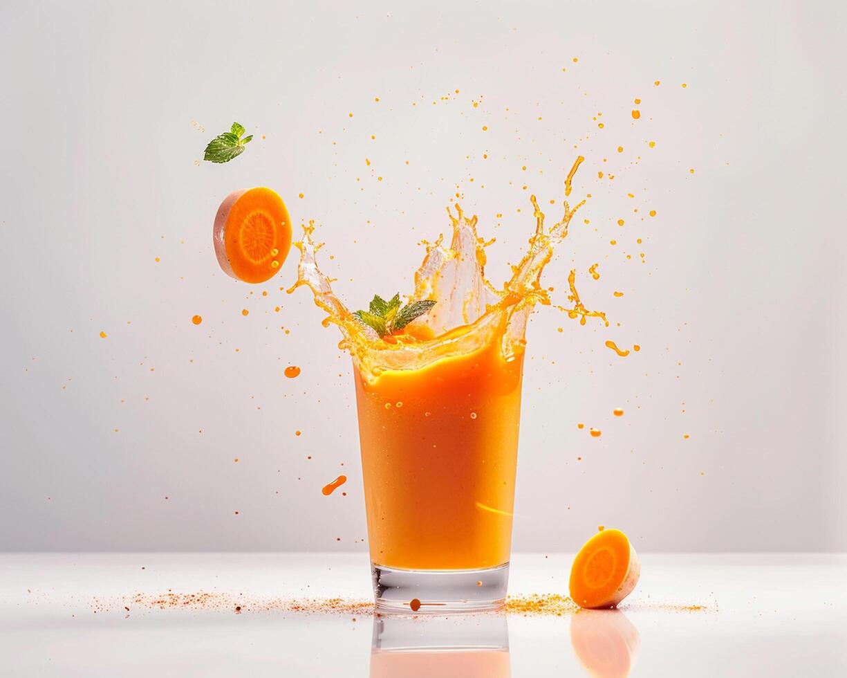 A Glass of Orange Juice with a Splash of Juice photo