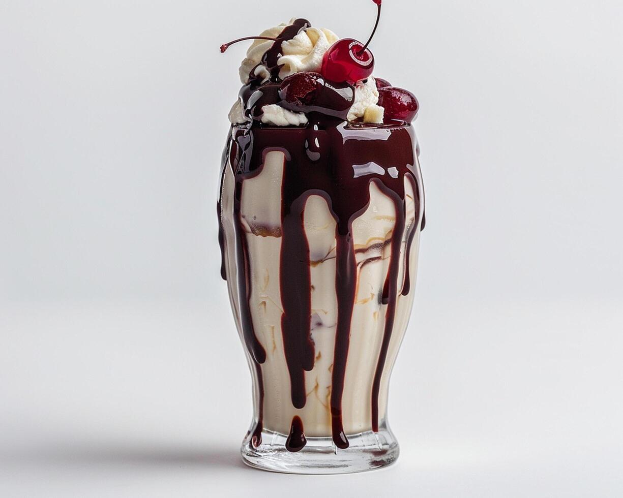 A Milkshake with Chocolate and Cherry on Top photo