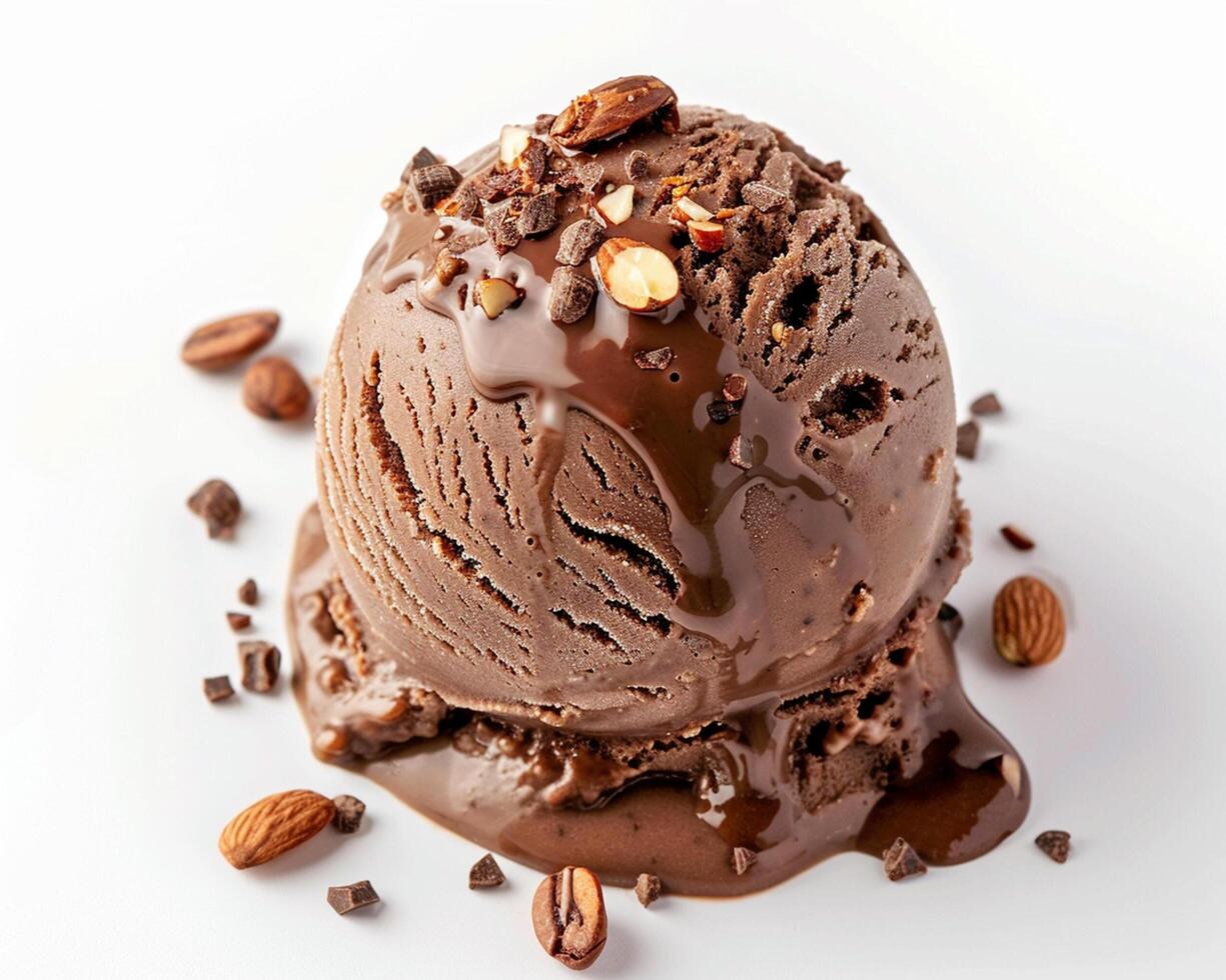Chocolate Ice Cream with Nuts and Almonds photo