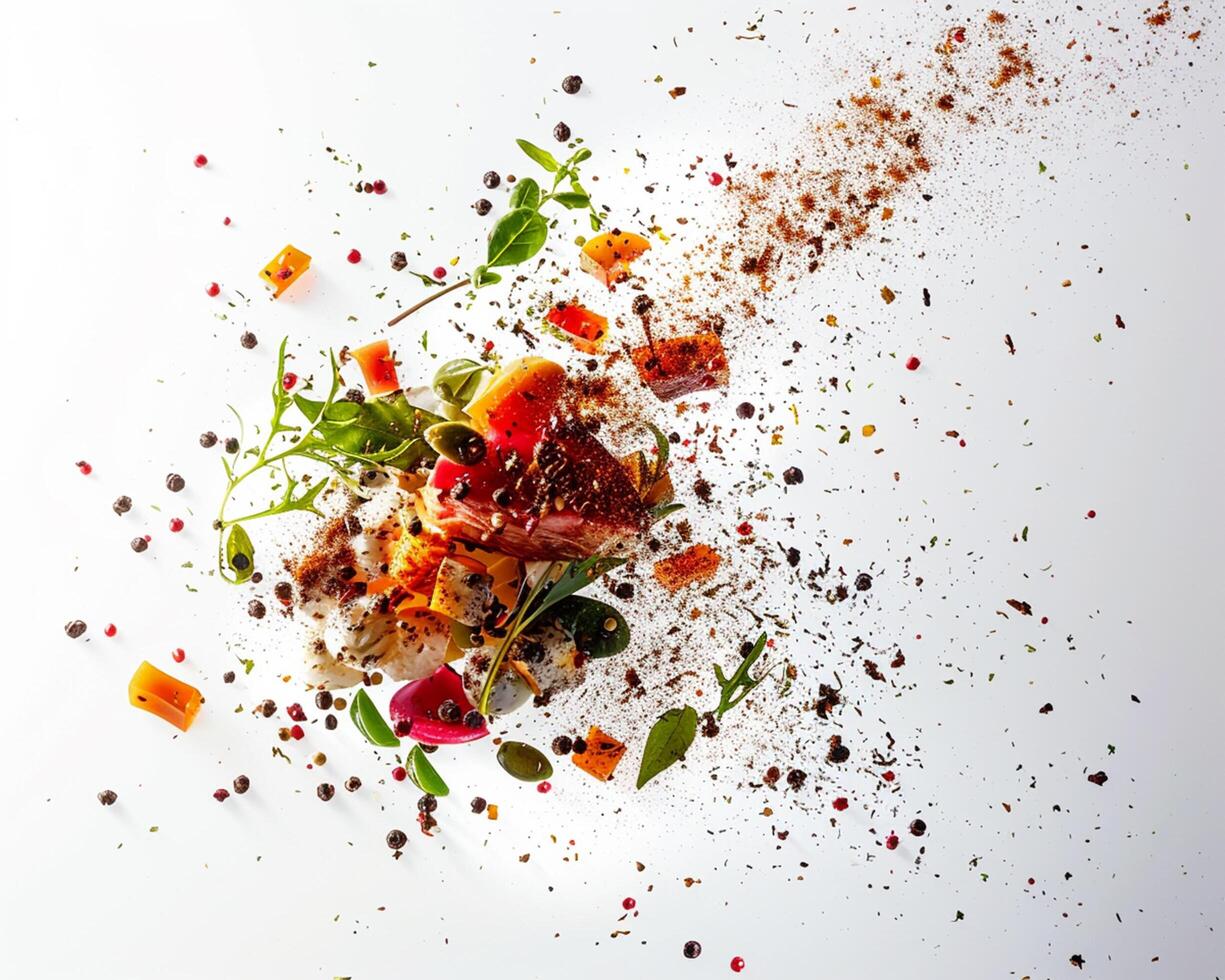 A Plate of Food with Vegetables and Spices photo