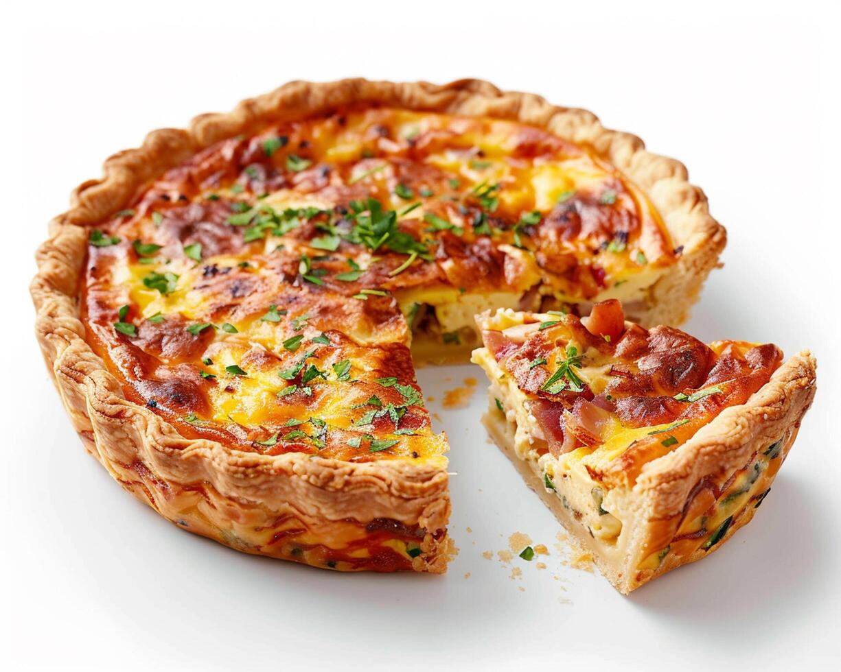 A Quiche with a Slice Missing photo