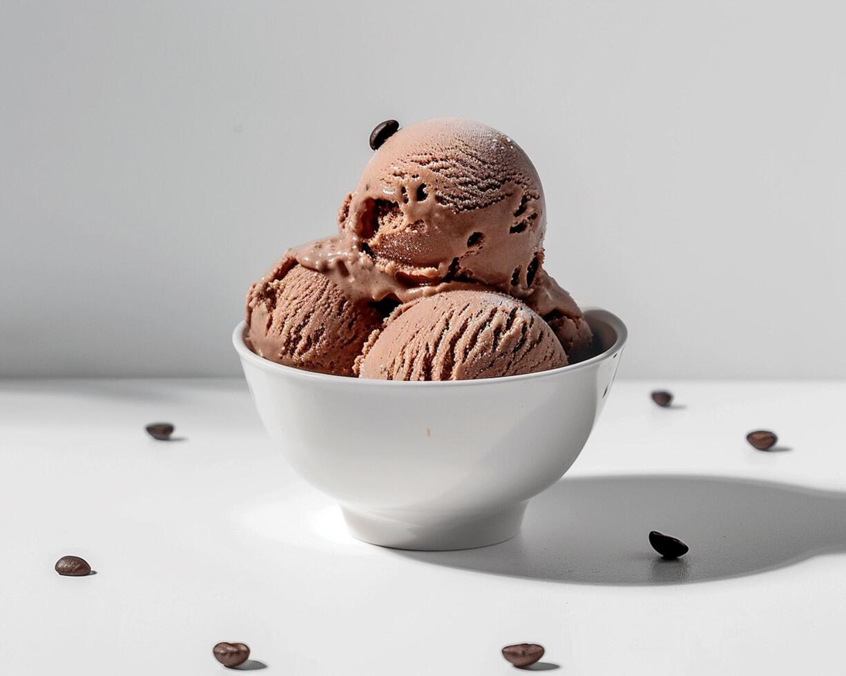 Bowl of Ice Cream with Chocolate Chips photo