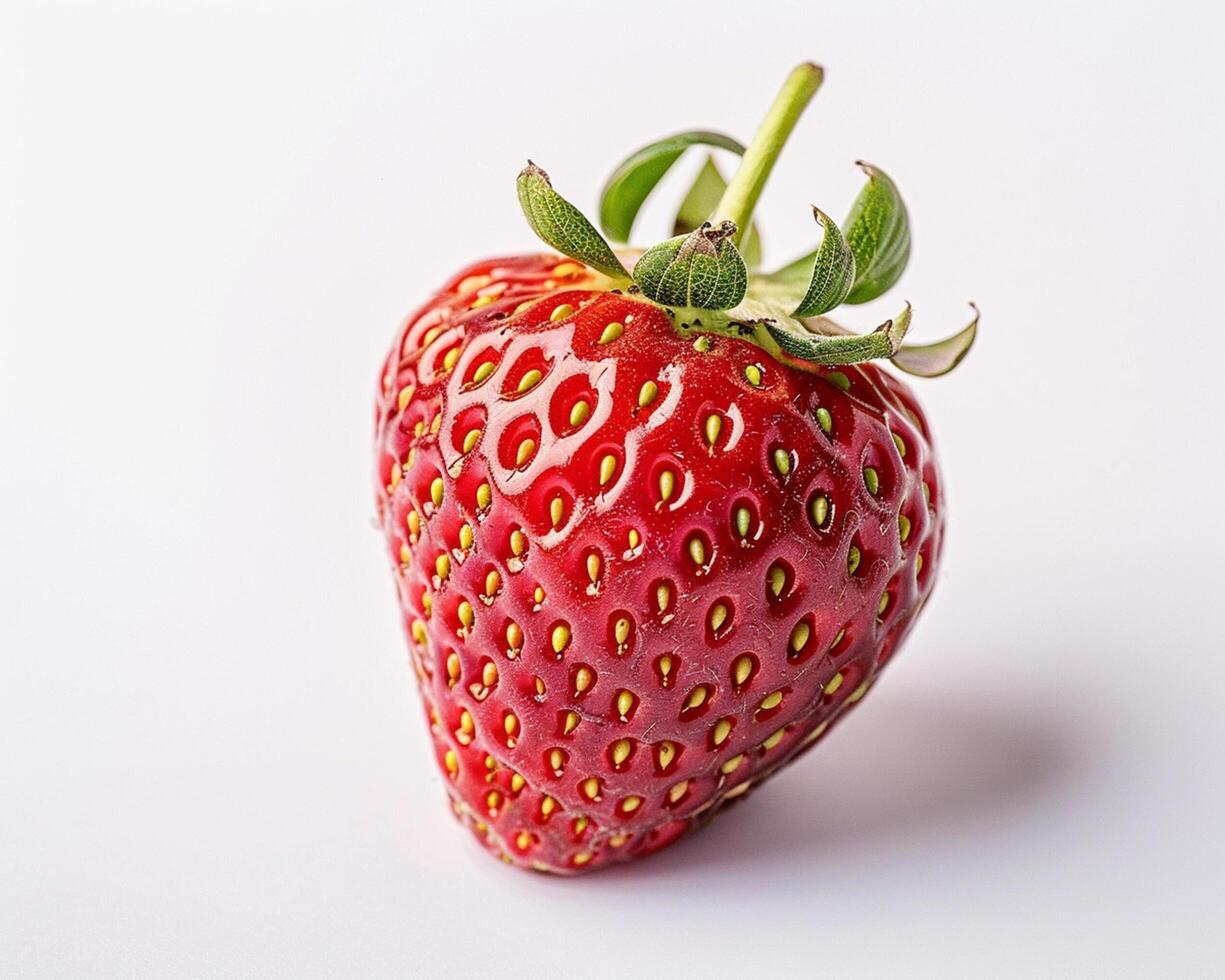 A Strawberry is Shown on a White Background photo