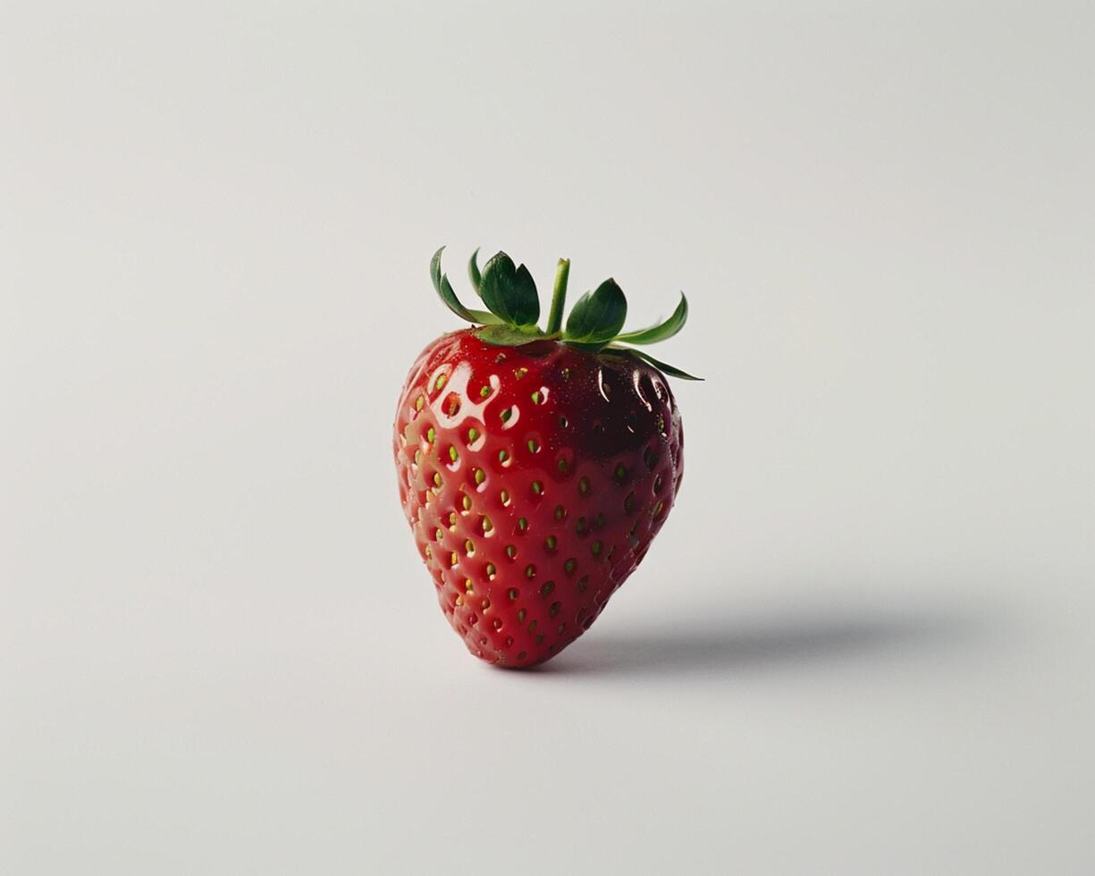 A Single Strawberry on a White Background photo