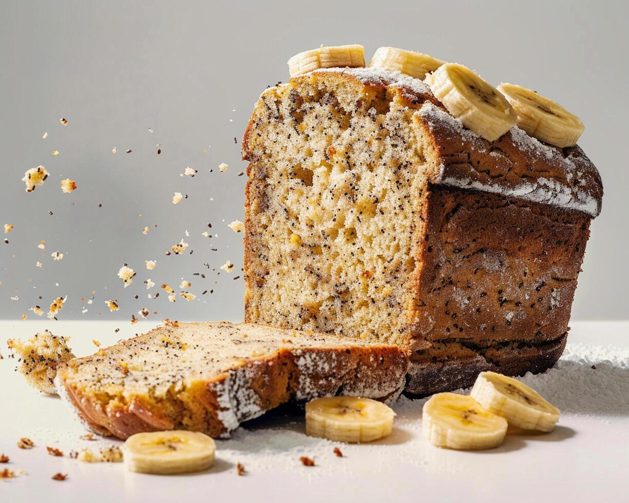 Banana Bread with Sliced Bananas photo