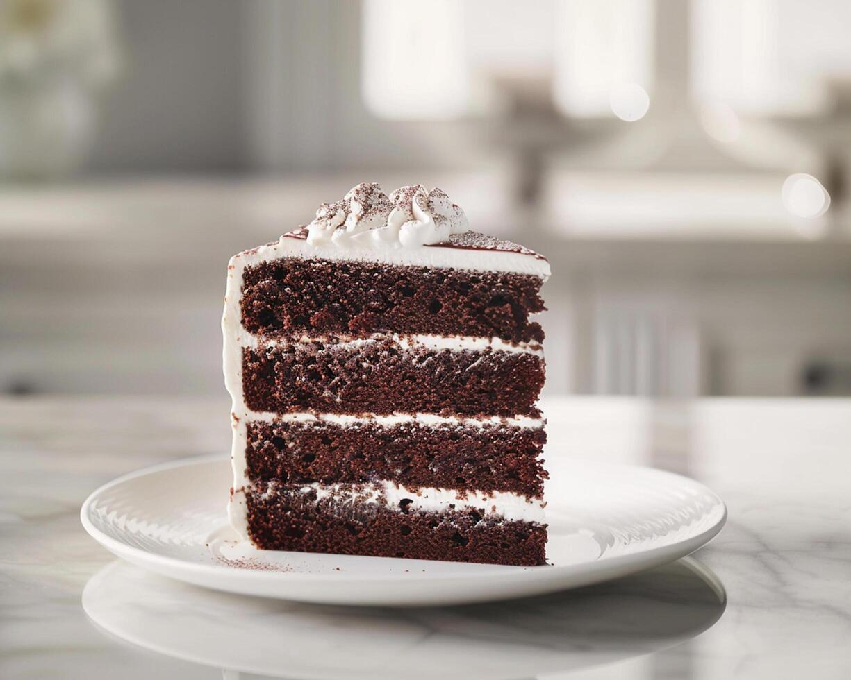 A Piece of Chocolate Cake on a Plate photo