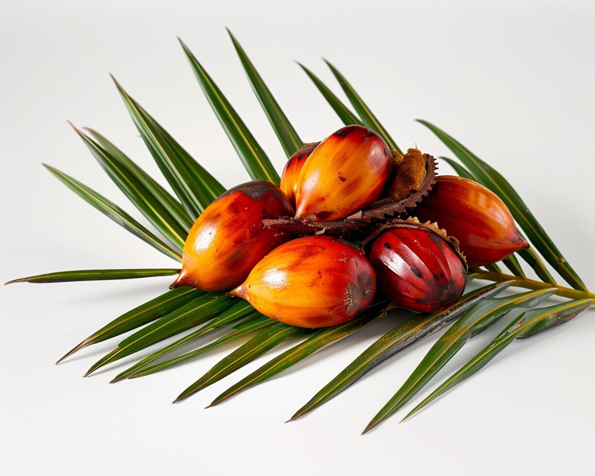 A Bunch of Fruit on a Leaf photo