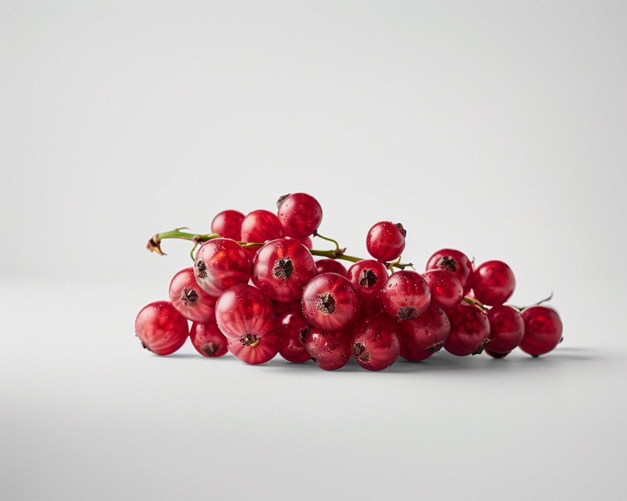 A Bunch of Red Currants on a White Background photo