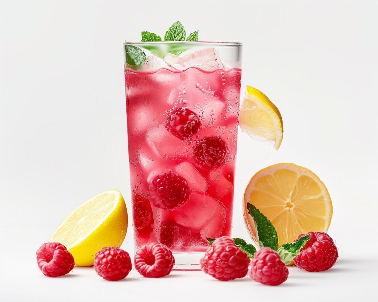 Raspberry Lemonade with Mint and Raspberries photo