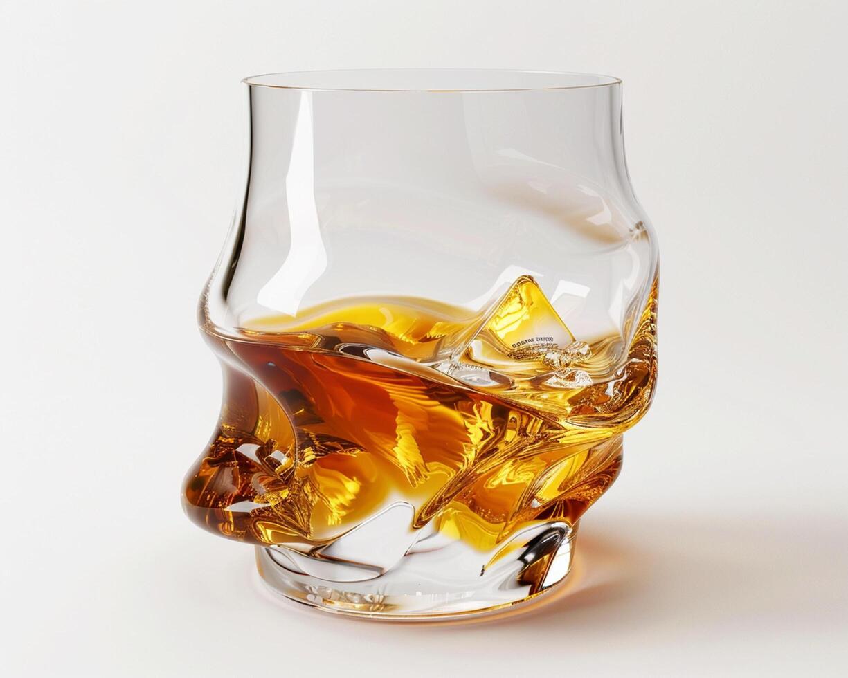 a glass of whiskey with ice in it photo