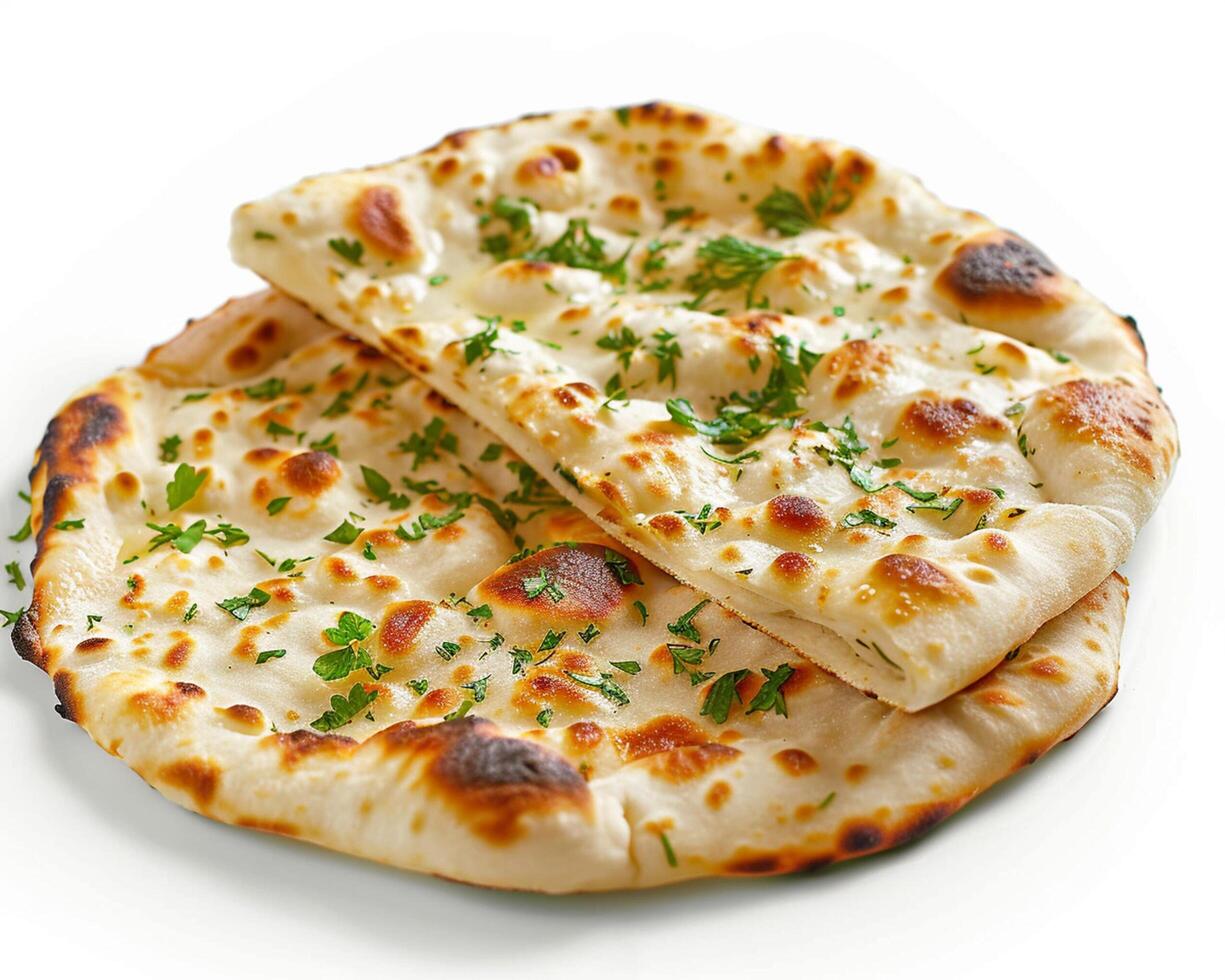 two flatbreads with cheese and herbs photo