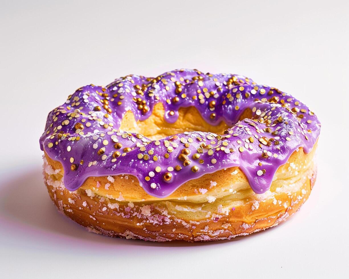 a donut with purple icing photo