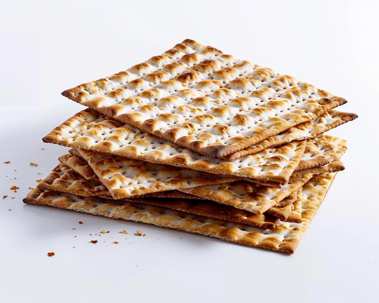 matzo crackers on white background photo