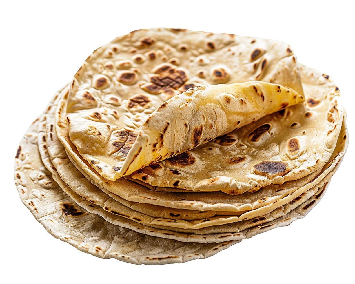 Stack of Flatbreads on a White Background photo
