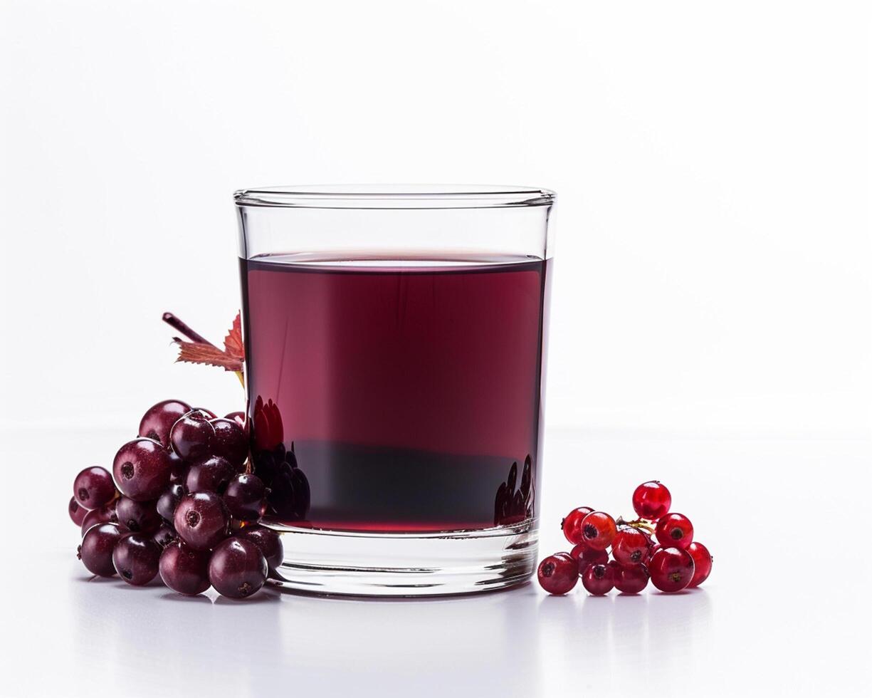 a glass of red wine with some berries photo