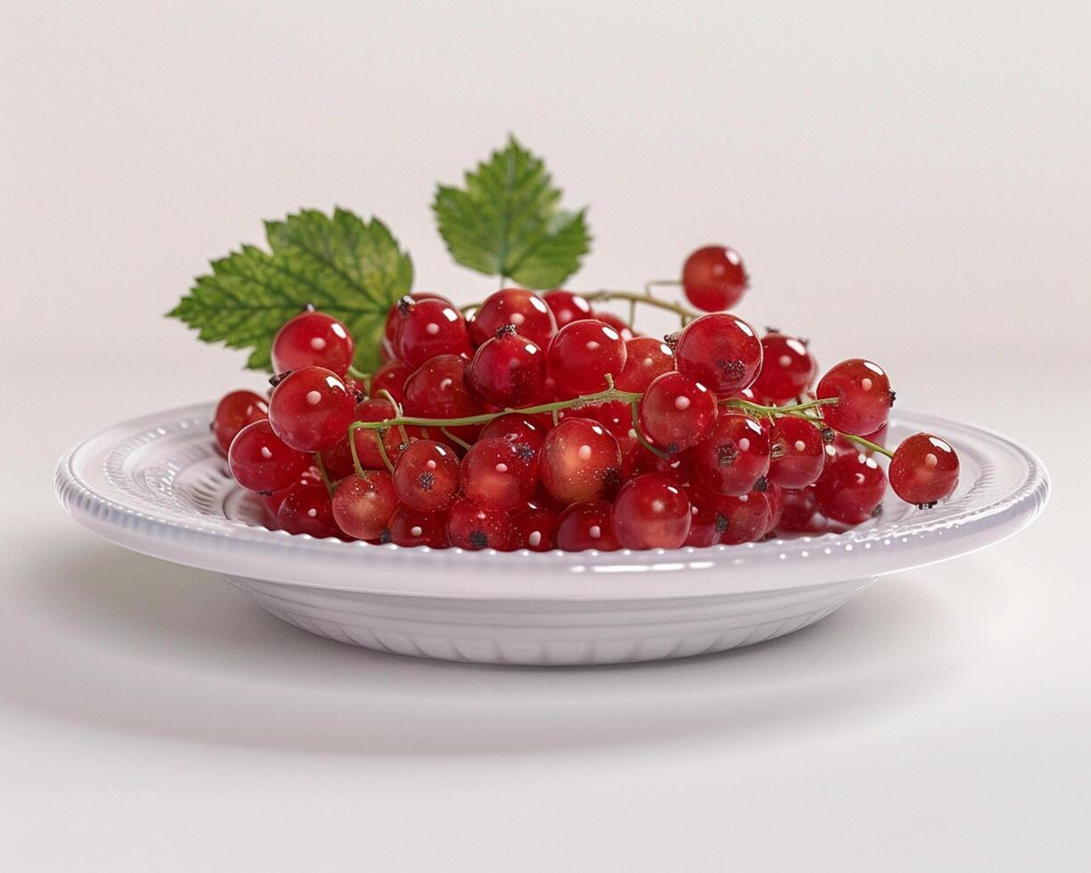 Plate with Red Currants on It photo