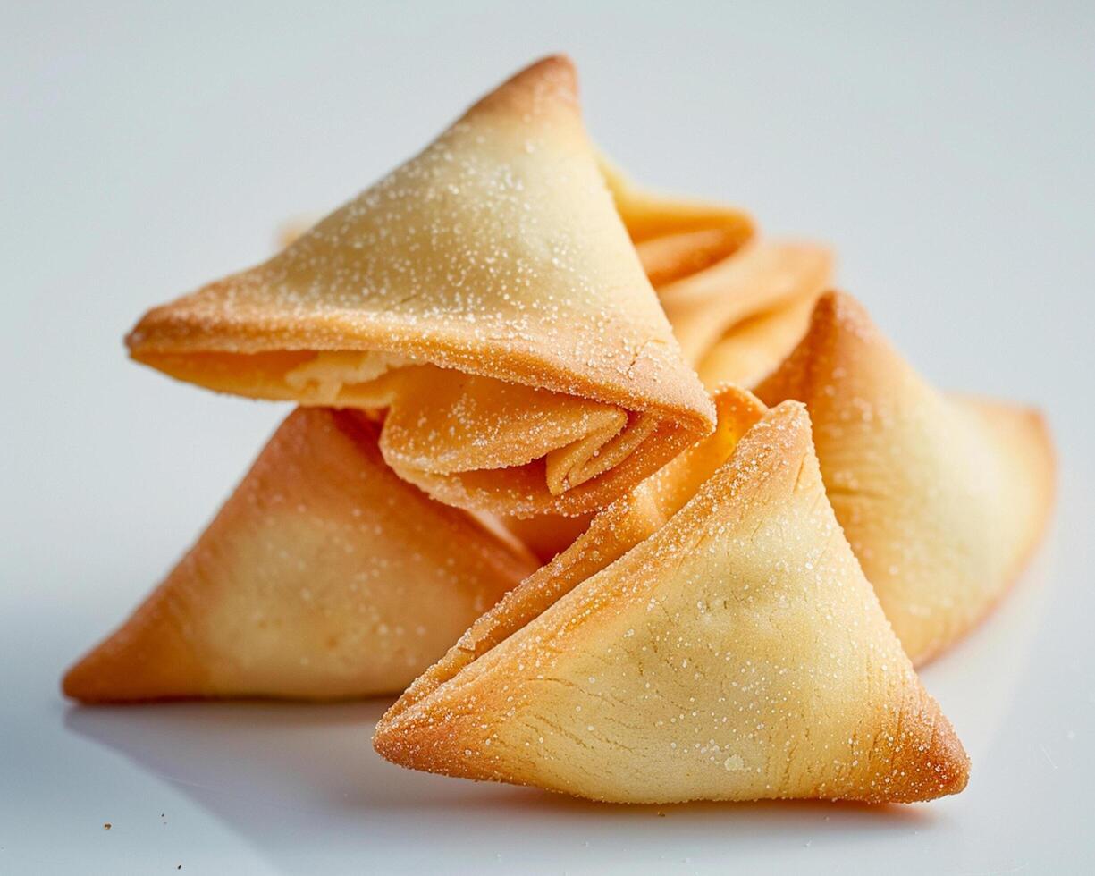 a pile of small triangles of food photo