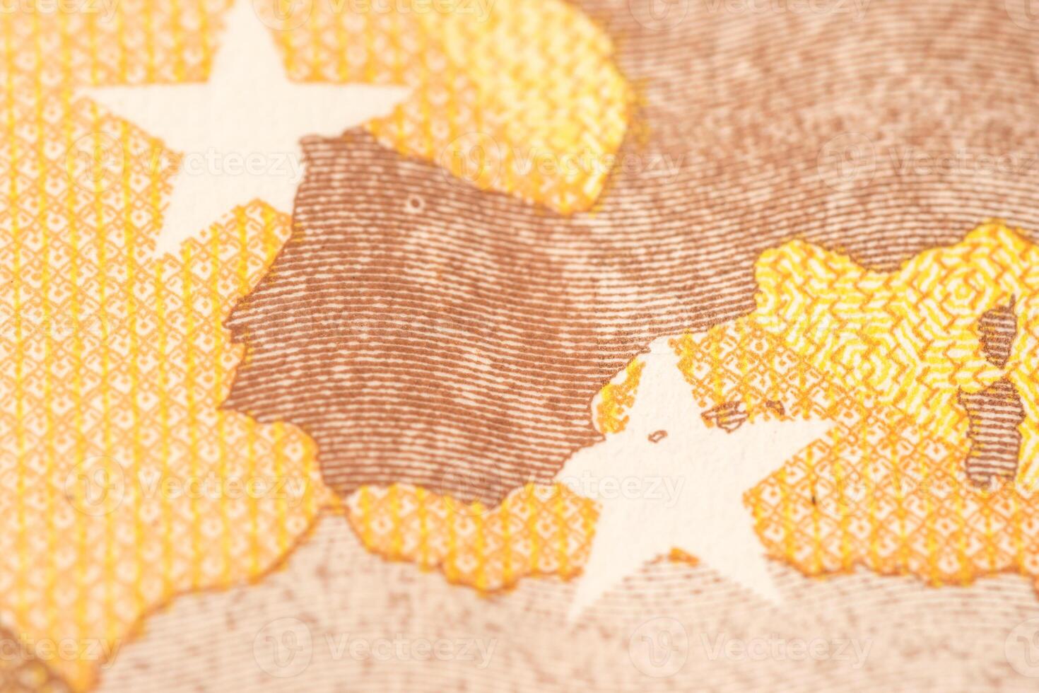 Macro detail of Spain map on a euro banknote photo