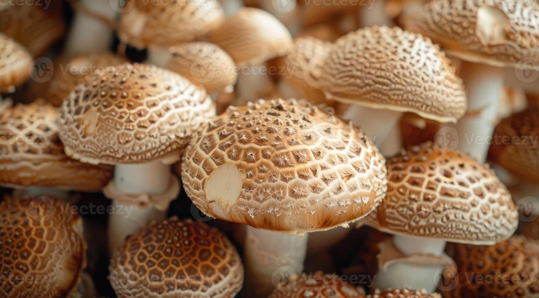 Decorative mushrooms exhibit a captivating pattern, presenting an enchantment of the fungi kingdom. photo