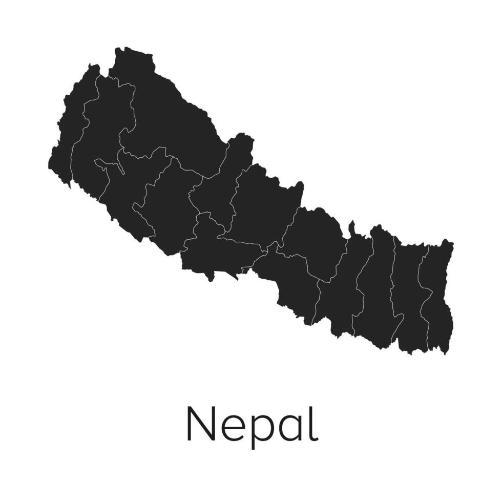 Nepal Map Illustration - Silhouette, Outline, Nepal Travel and Tourism Map vector