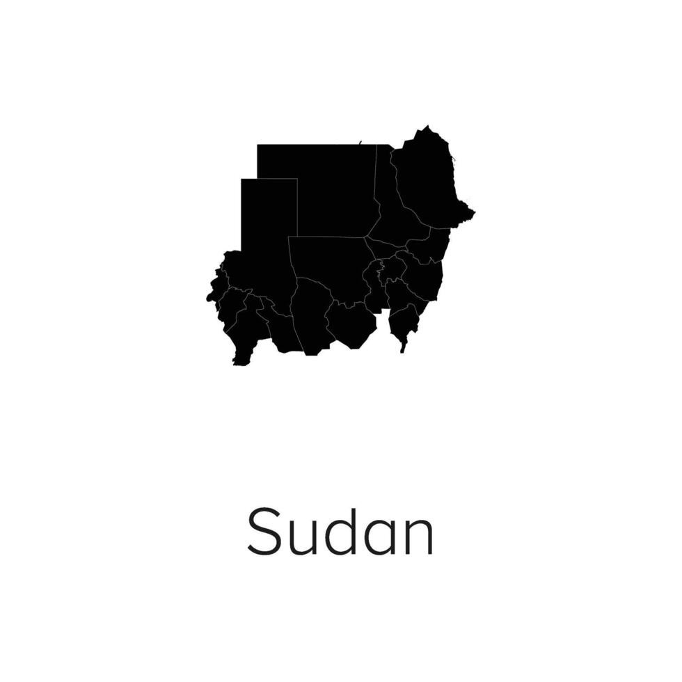 Sudan Map Illustration - Silhouette, Outline, Sudan Travel and Tourism Map vector