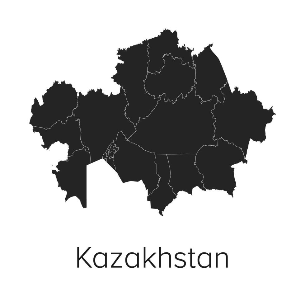 Kazakhstan Map Illustration - Silhouette, Outline, Kazakhstan Travel and Tourism Map vector