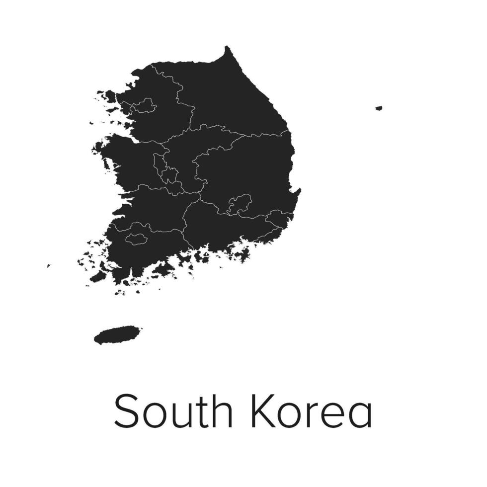 South Korea Map Illustration - Silhouette, Outline, South Korea Travel and Tourism Map vector
