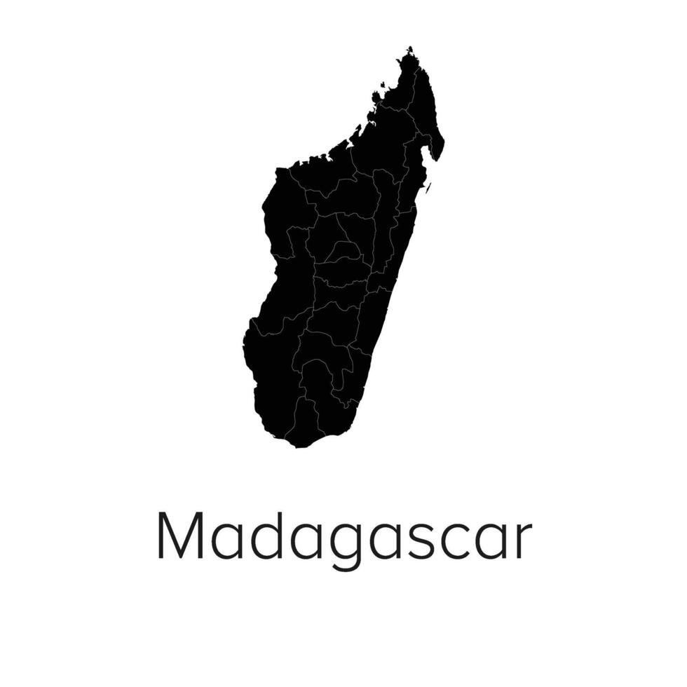 Madagascar Map Illustration - Silhouette, Outline, Madagascar Travel and Tourism Map vector