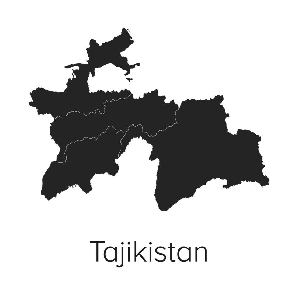 Tajikistan Map Illustration - Silhouette, Outline, Tajikistan Travel and Tourism Map vector