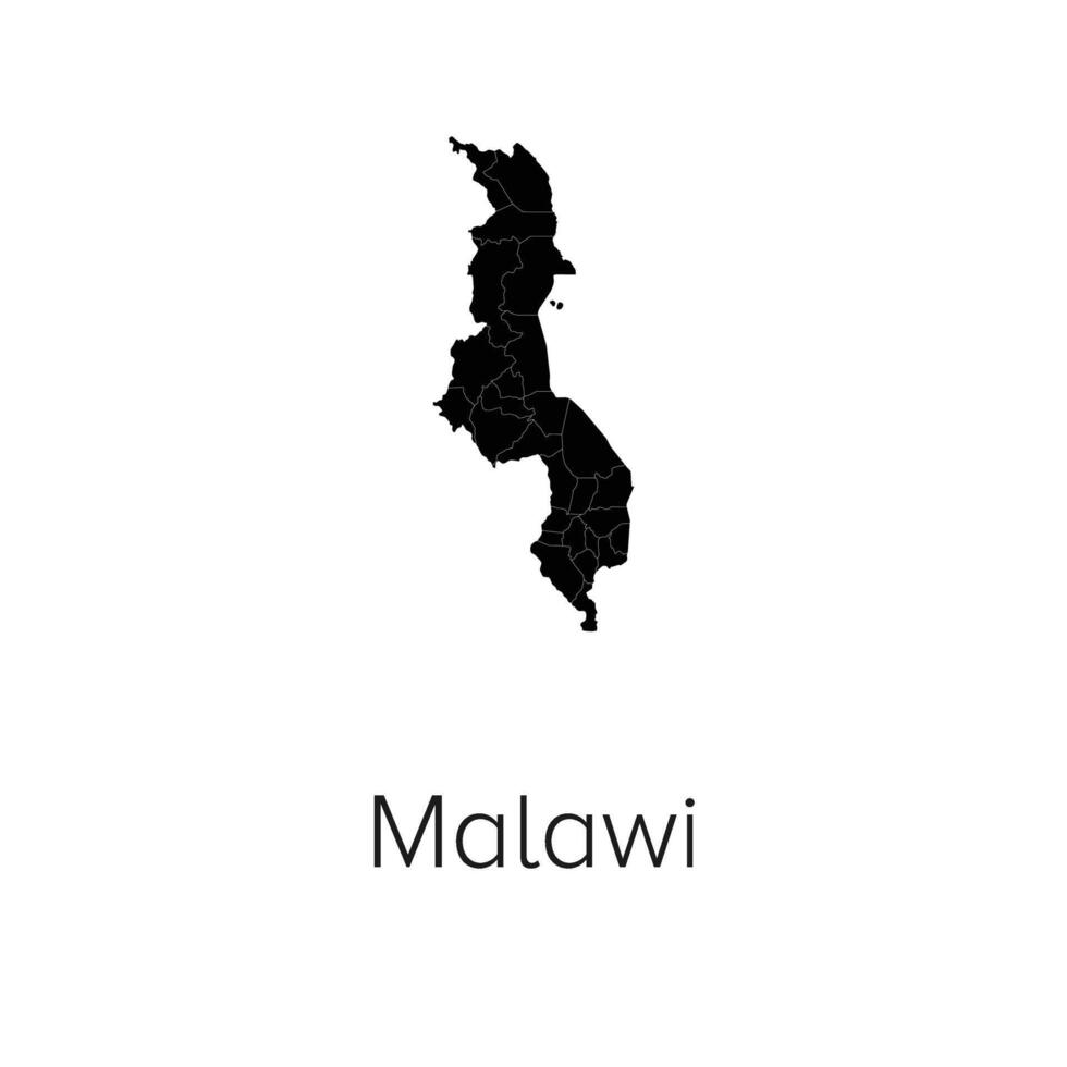 Malawi Map Illustration - Silhouette, Outline, Malawi Travel and Tourism Map vector