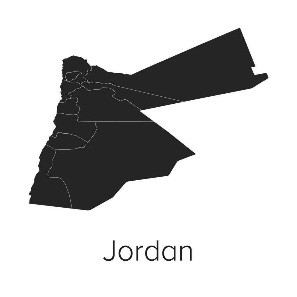 Jordan Map Illustration - Silhouette, Outline, Jordan Travel and Tourism Map vector