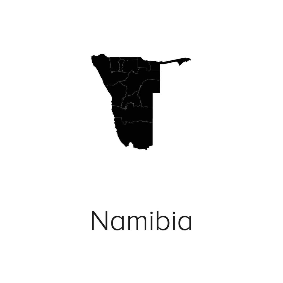 Namibia Map Illustration - Silhouette, Outline, Namibia Travel and Tourism Map vector