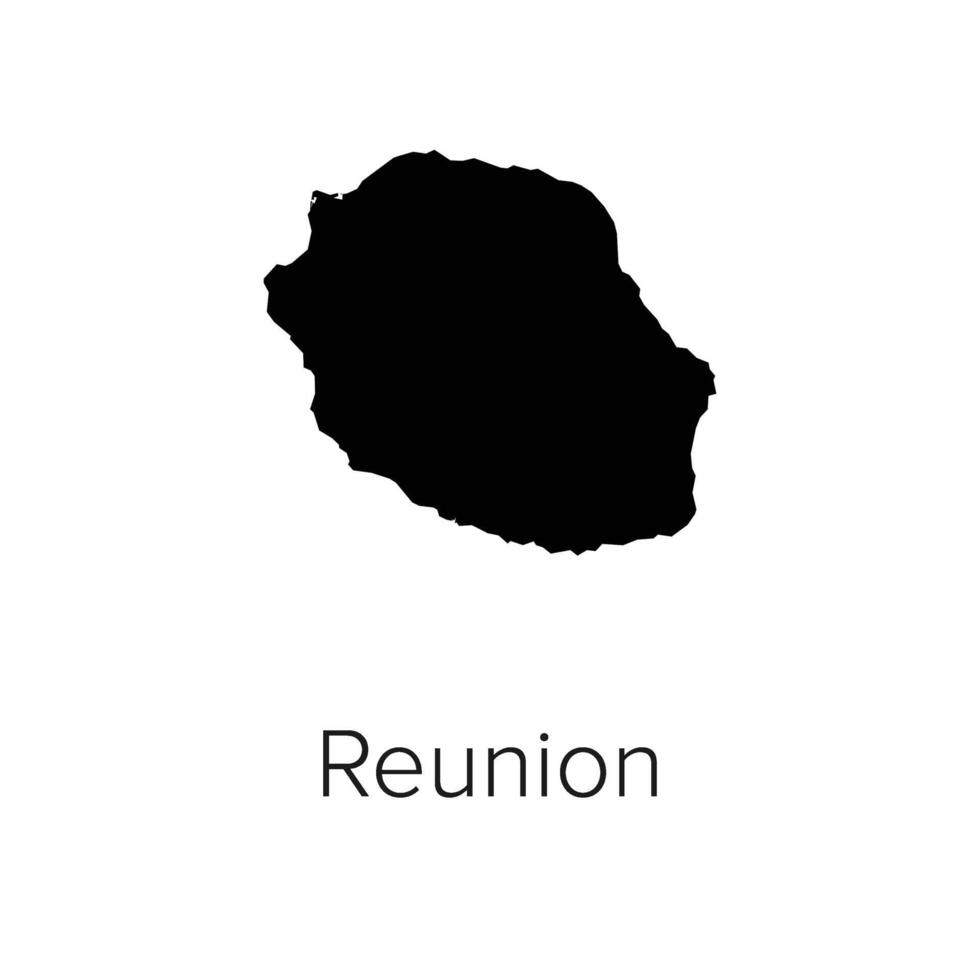 Reunion Map Illustration - Silhouette, Outline, Reunion Travel and Tourism Map vector