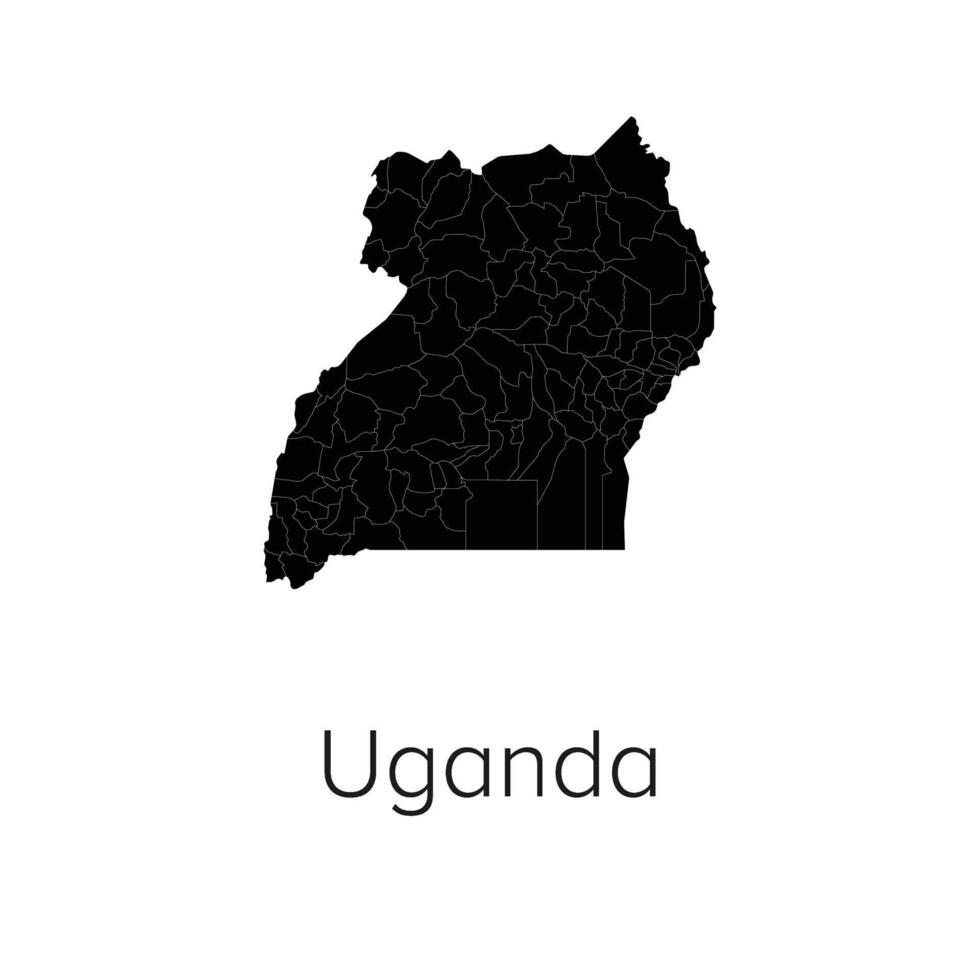 Uganda Map Illustration - Silhouette, Outline, Uganda Travel and Tourism Map vector