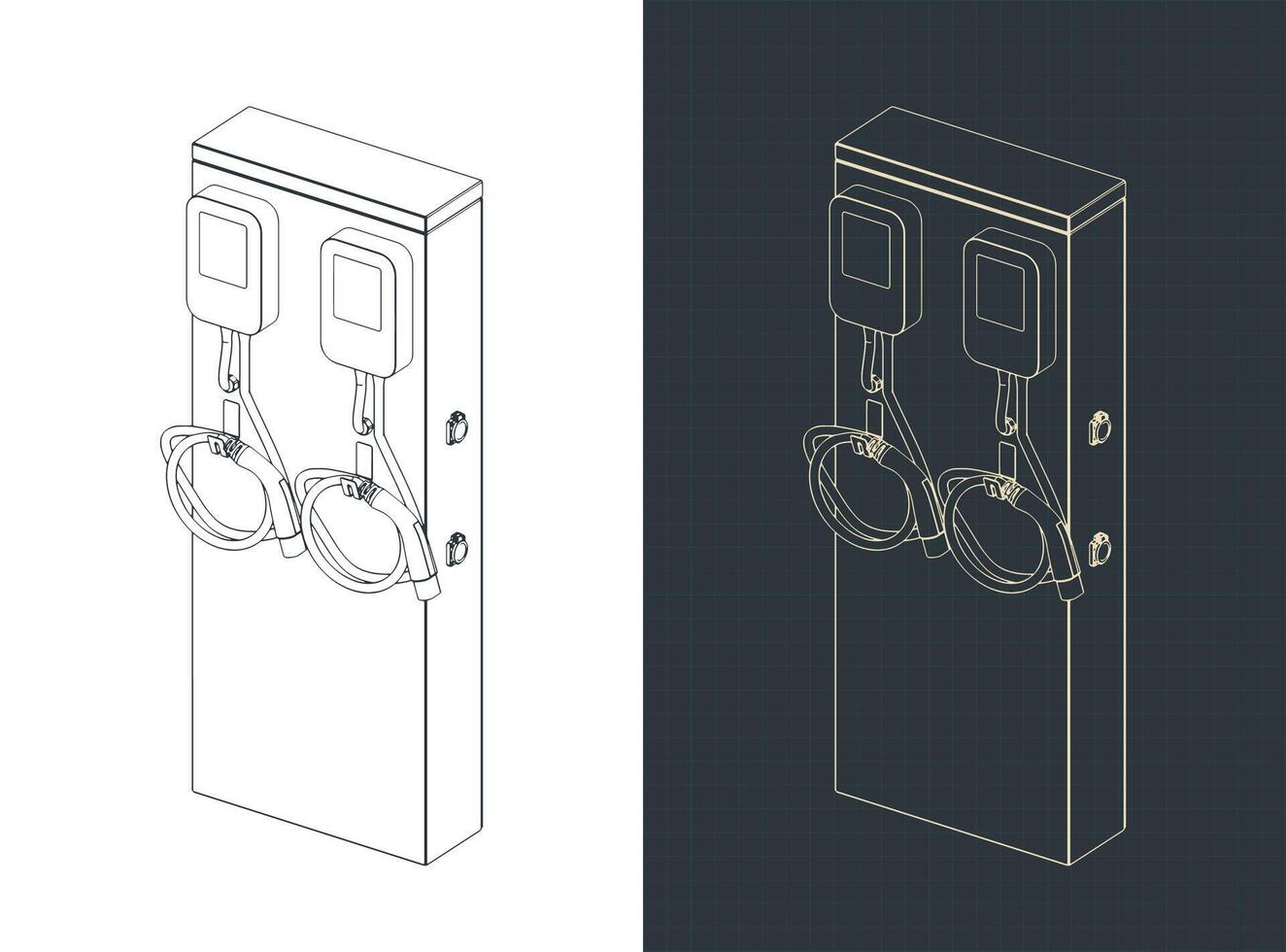 EV Charger blueprints vector